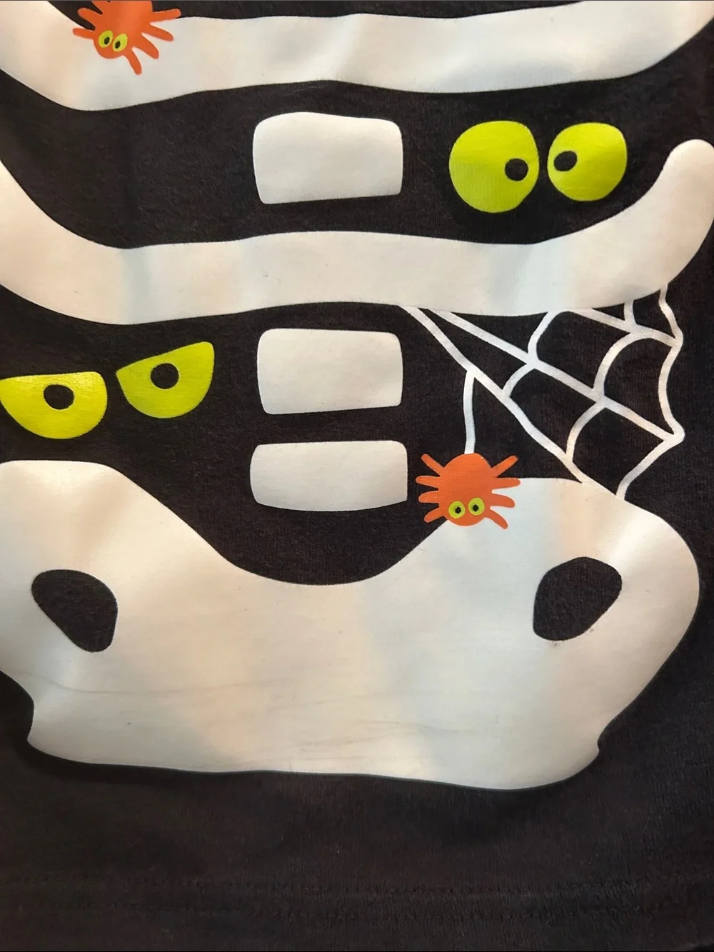 Carter's Black Skeleton Pajama Set with Neon Green Eyes Orange Spiders size 8 - Picture 9 of 14
